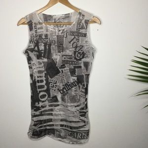 Newspaper pattern tank top